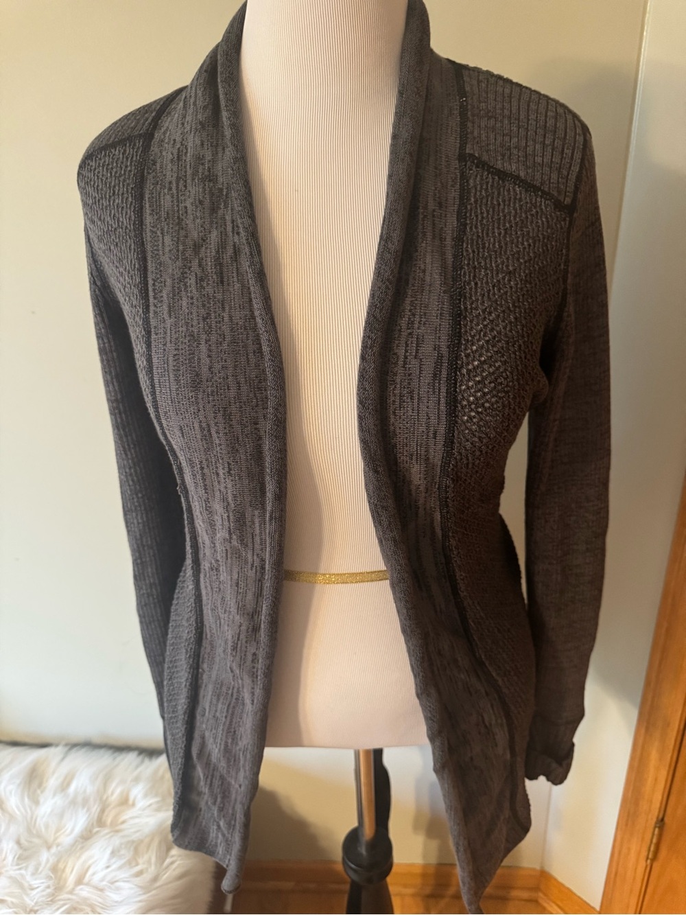 Calvin Klein Charcoal Gray Open-Front Knit Cardigan